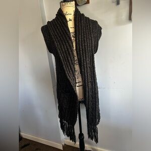 Cabi cardigan cable knit cottage core fringe‎  hem western country cabin